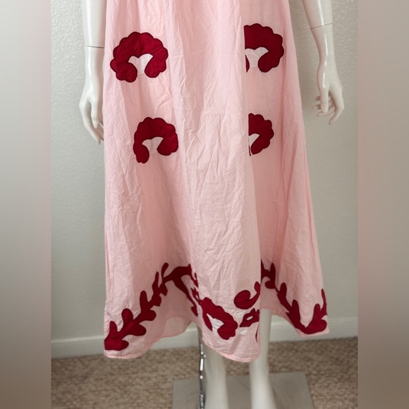 Zara Bohemian Pink Maxi Dress with Red Embroidery Size Small. D25 - Picture 12 of 14